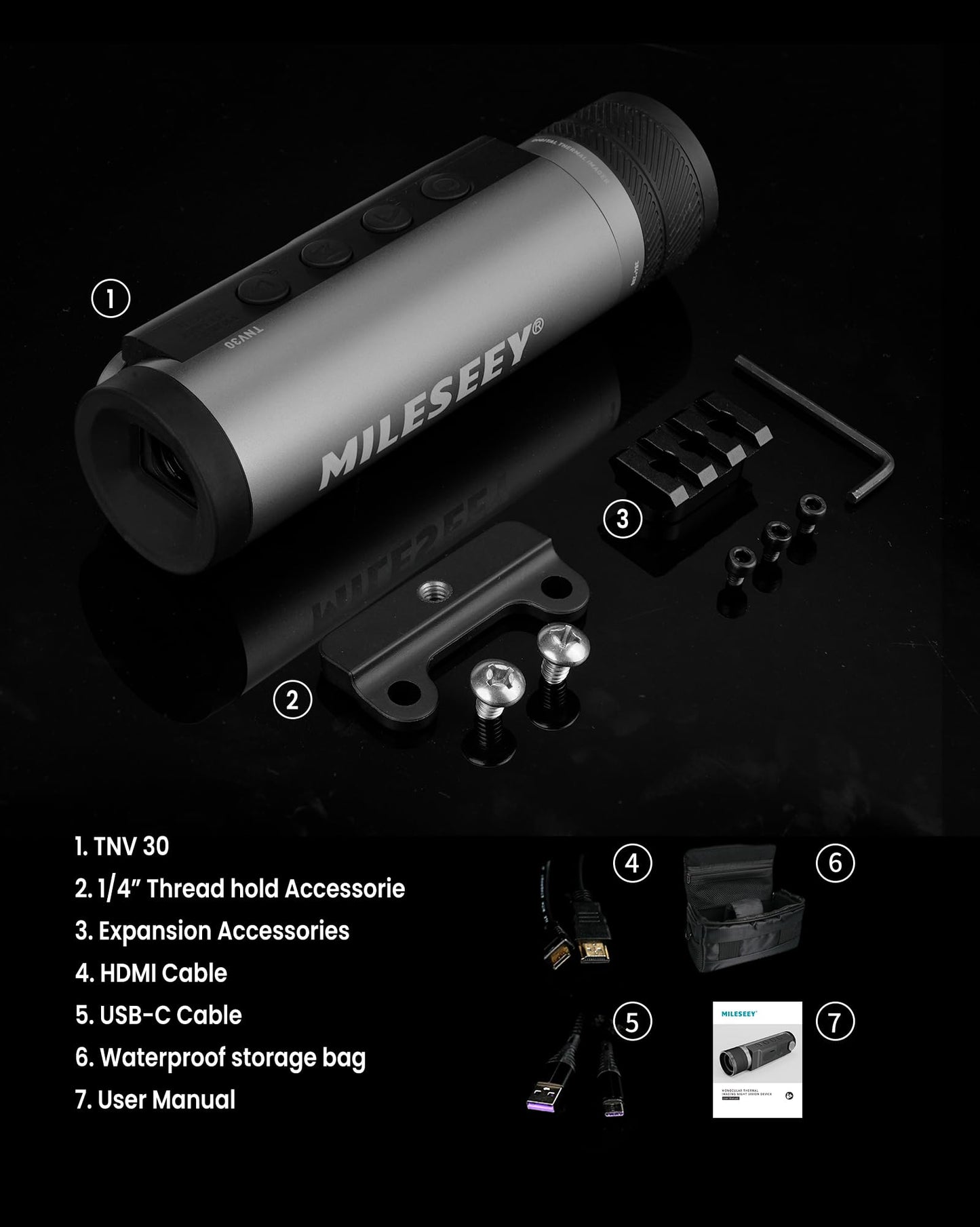 MiLESEEY Thermal Monocular T-Recon Tactical, 25mm 384x288 (50 Hz) TNV30 Thermal Imaging Monocular Night Vision for Hunting, OLED Display with 8X Digital Zoom (TNV30)