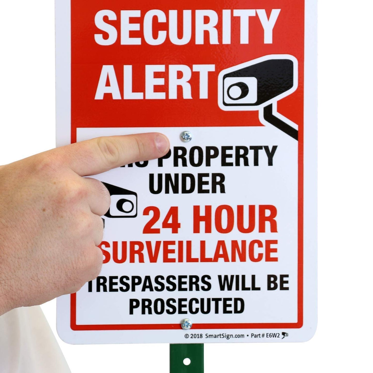 SmartSign Security Alert - This Property Under 24 Hour Surveillance, Trespassers Will Be Prosecuted Sign for Lawn | 21” Tall Stake & Sign Kit, Made in USA