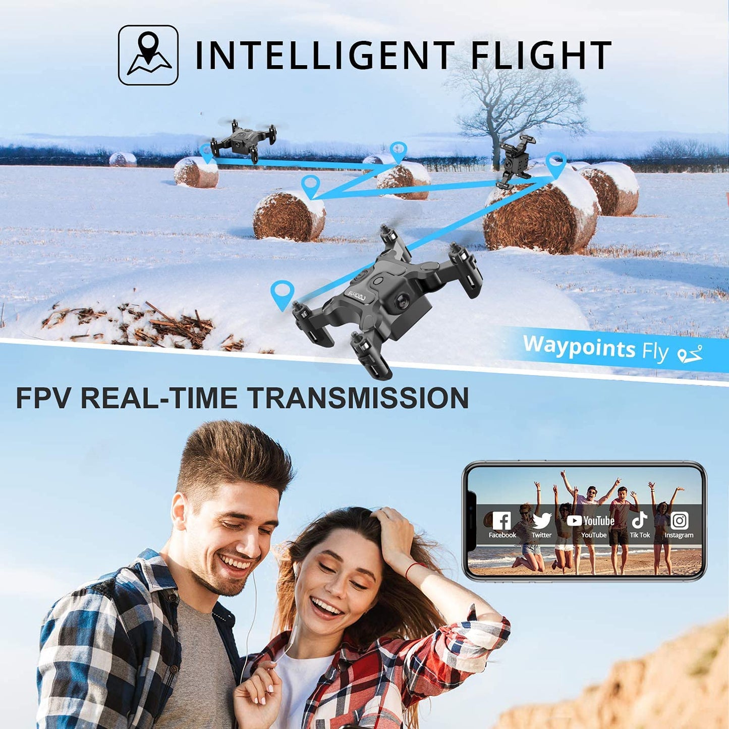 4DV2 Mini Drone with Camera for kids,Nano Portable Pocket Foldable RC Quadcopter Toys Beginners Gifts for Boys Girls,3D Flip,Altitude Hold,Headless Mode,Trajectory Flight,